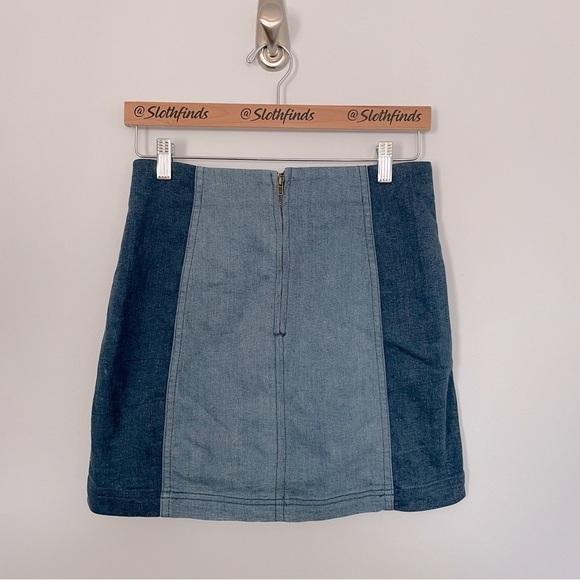 Free People x Urban Outfitters Two Tone Denim Mini Skirt- Blue- Size 6 - Picture 3 of 5